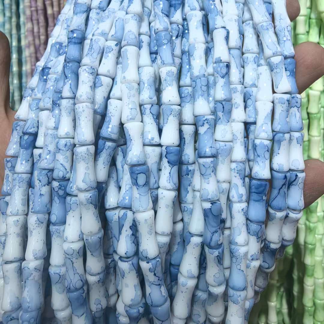 6*12MM white jade bamboo joint glass beads, ancient-style spacer beads, DIY handcrafted bracelets, glass loose beads, string beads, jewelry accessories, string beads, loose beads, glass beads detail image 3