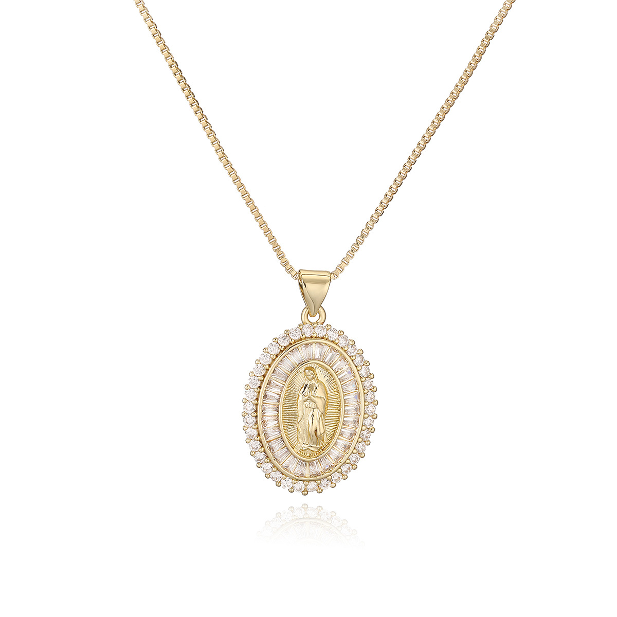 A popular cross-border bestseller in Europe and America, a copper-plated 18K gold zircon Maria pendant necklace for women, a niche high-end collarbone chain detail image 5