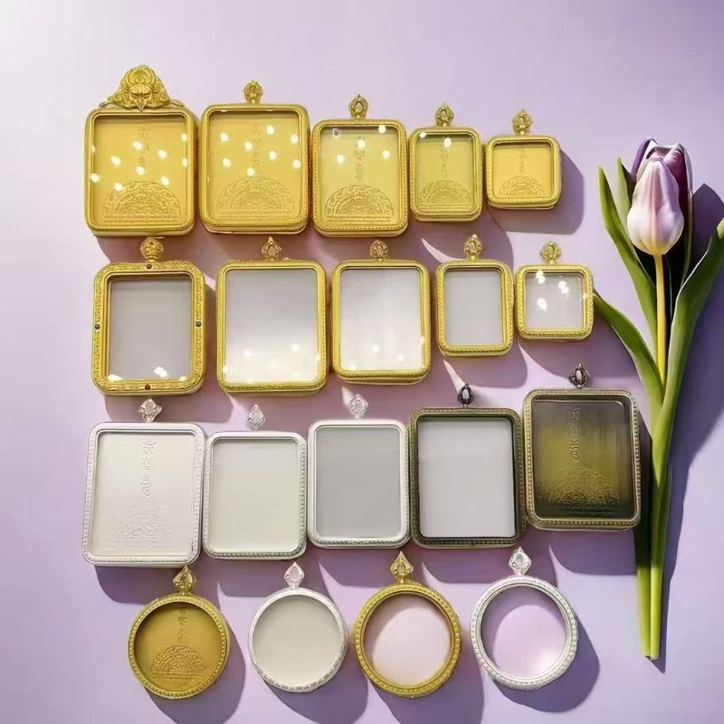 New 35mm glossy round Thangka box pendant, brass anti-color fading matchmaking jewelry manufacturer wholesale details Picture