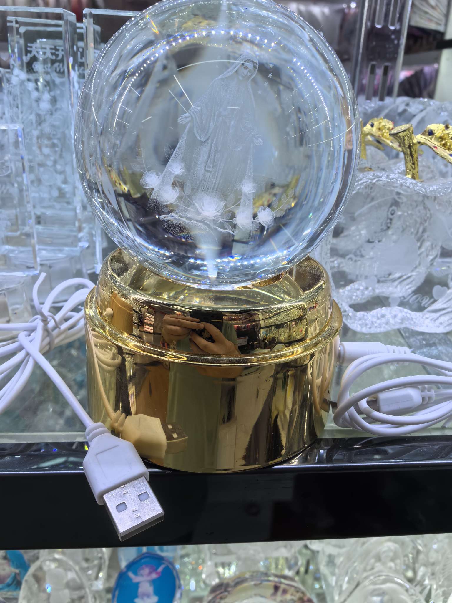 水晶工艺品摆件 水晶球LED灯礼品 创意家居装饰摆件产品图