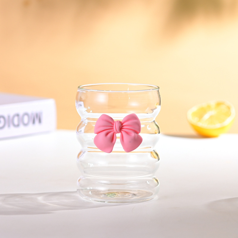 New fashionable high borosilicate water cup, straw glass cup, heat-resistant silicone sleeve water cup, home good item, girl's heart flower tea cup, juice cup, milk cup, office and home high appearance level transparent glass handicraft explosion-proof water cup, 400ml detail image 8