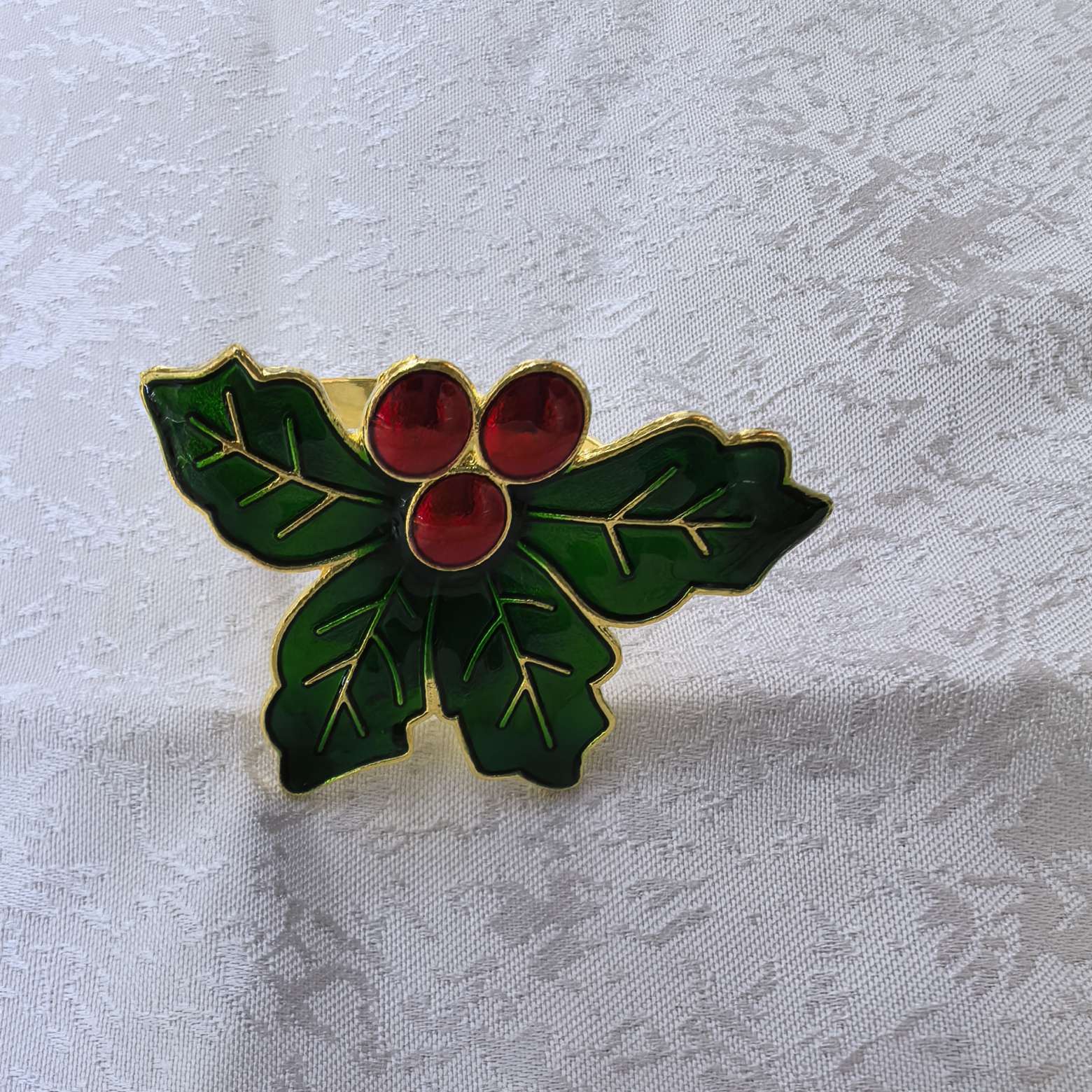 创新创意时尚金属工艺 圣诞节 圣诞绿叶红果餐巾环 餐巾扣 餐巾圈口布圈 酒店婚庆工艺品 