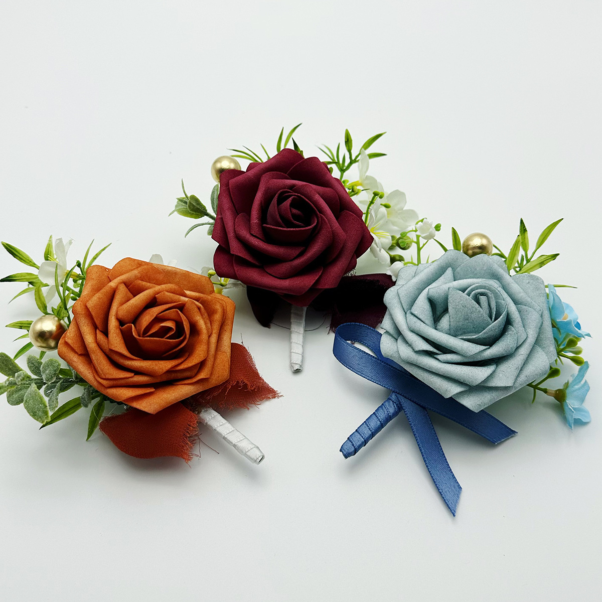 欧式热销仿真PE花结婚玫瑰胸花伴娘手腕花婚礼伴郎迎宾嘉宾襟花批发唯爱01