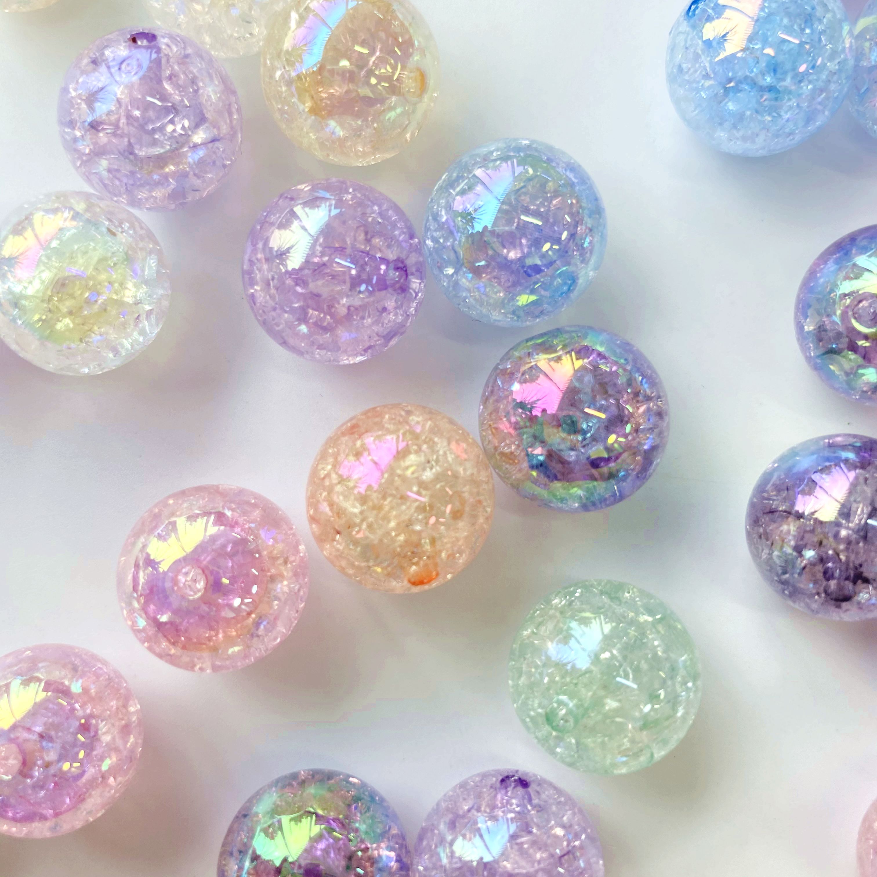 16mm冰爆裂纹珠创意diy手饰/挂饰手链手机链钥匙挂包饰品配件材料制作 