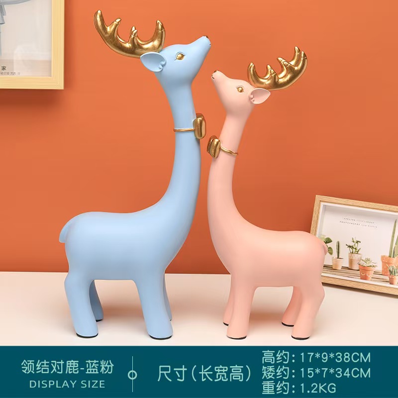 Creative resin craft gifts, creative European-style couple reindeer ornaments, wholesale furniture and decorative ornaments from the manufacturer Specification image
