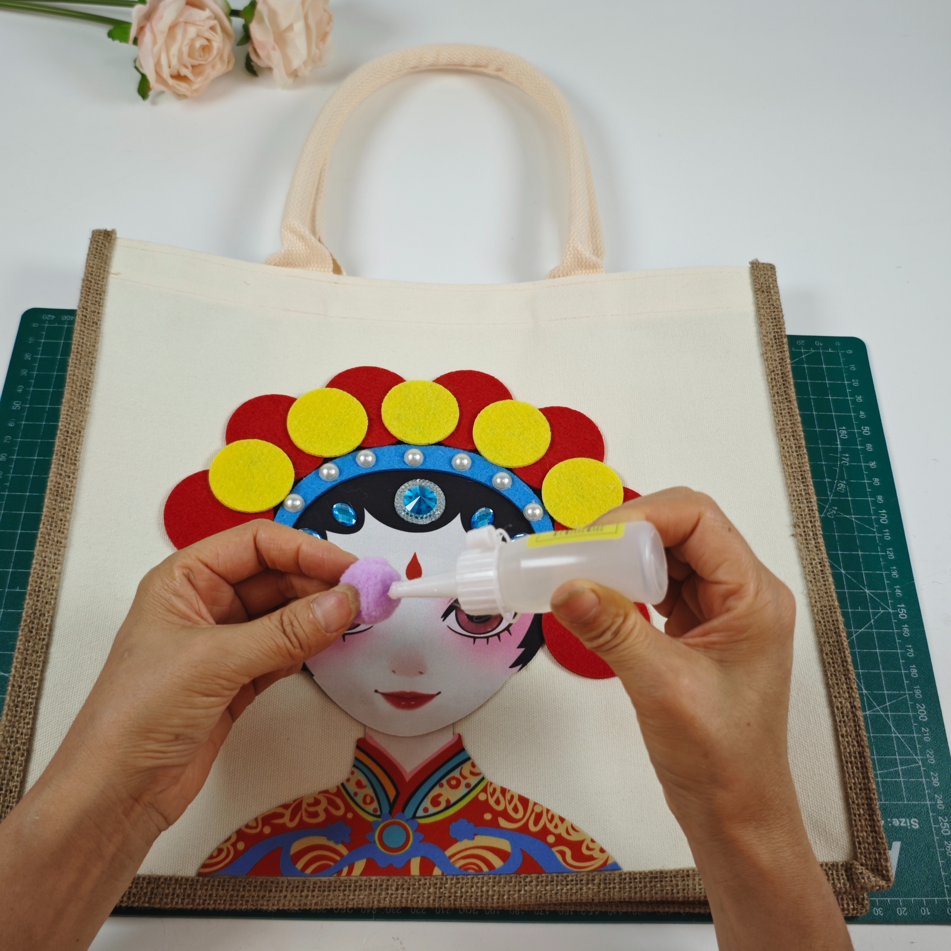 非遗文化手工diy包包京剧脸谱制作学校亲子社区成人文创主题活动白底实物图