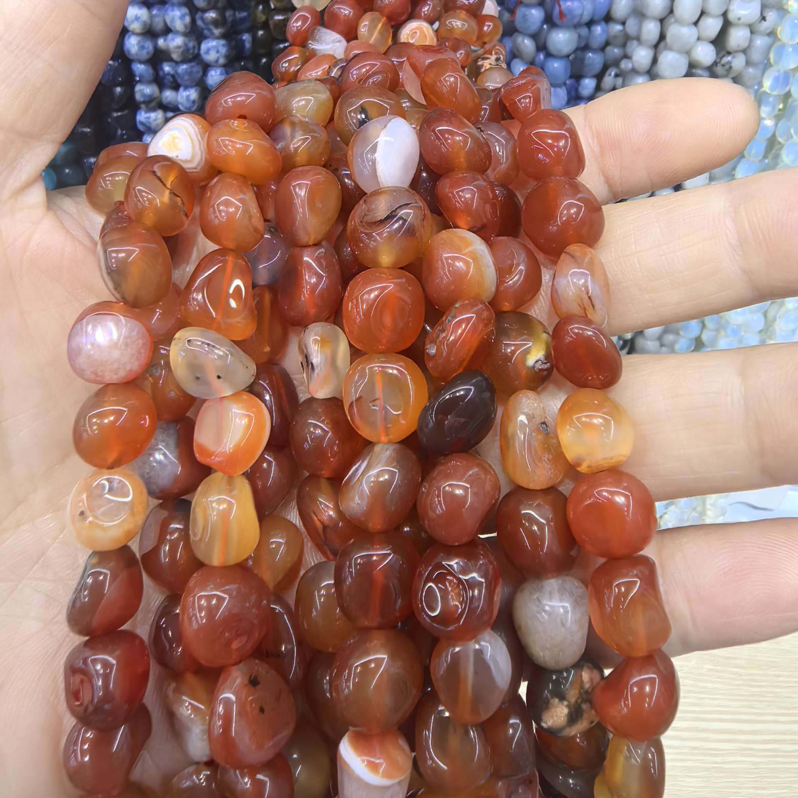 8x12mm天然石随形粉晶紫水晶虎石不规则形状diY手链项链饰品配件串珠产品图