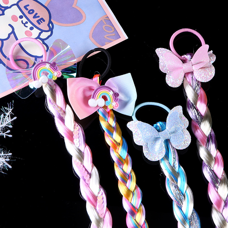 儿童头饰头绳假发辫子小女孩彩色编发彩绳公主扎头发圈女童发饰品 产品图