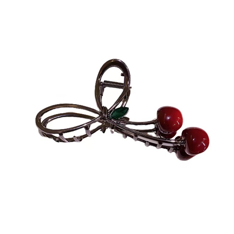 New sweet cherry bow clip, fresh and cute updo, shark clip, simple and elegant hairpin, hair accessory for women detail image 5