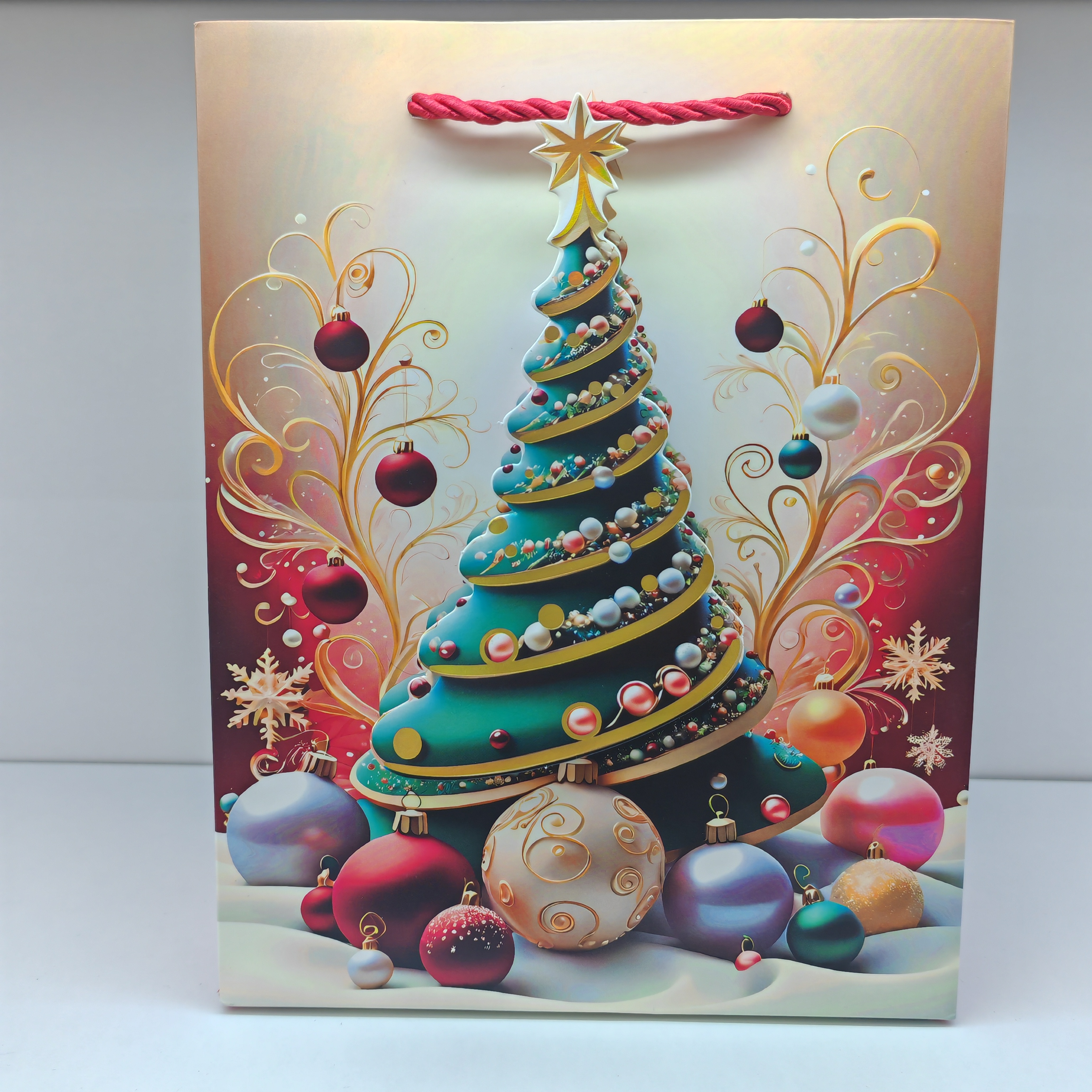 New Christmas gift bags, New Year handbags, festival paper bags, high-end shopping bags with 3D patches and gilding are in stock Specification image