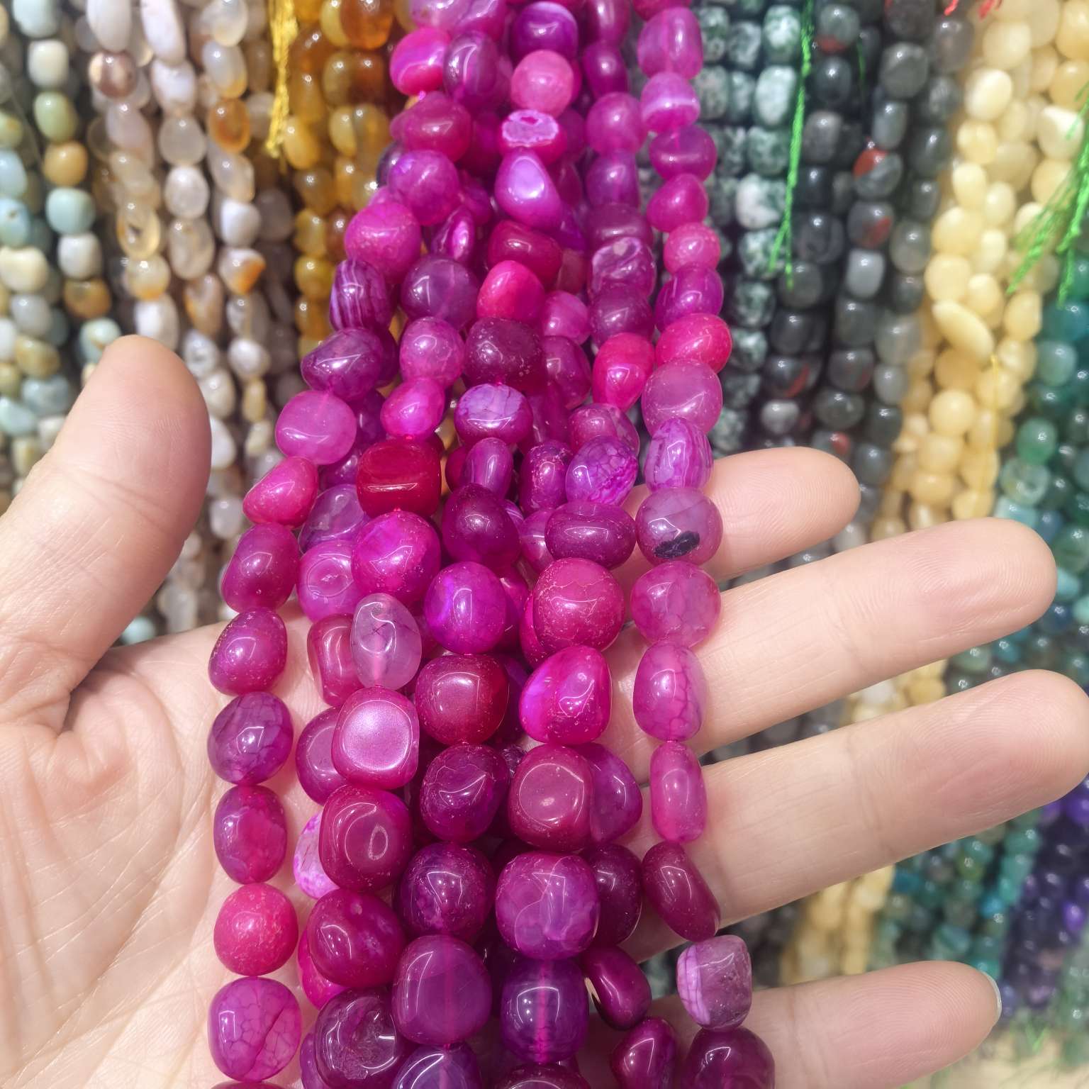 8x12mm天然石随形粉晶紫水晶虎石不规则形状diY手链项链饰品配件串珠详情图14