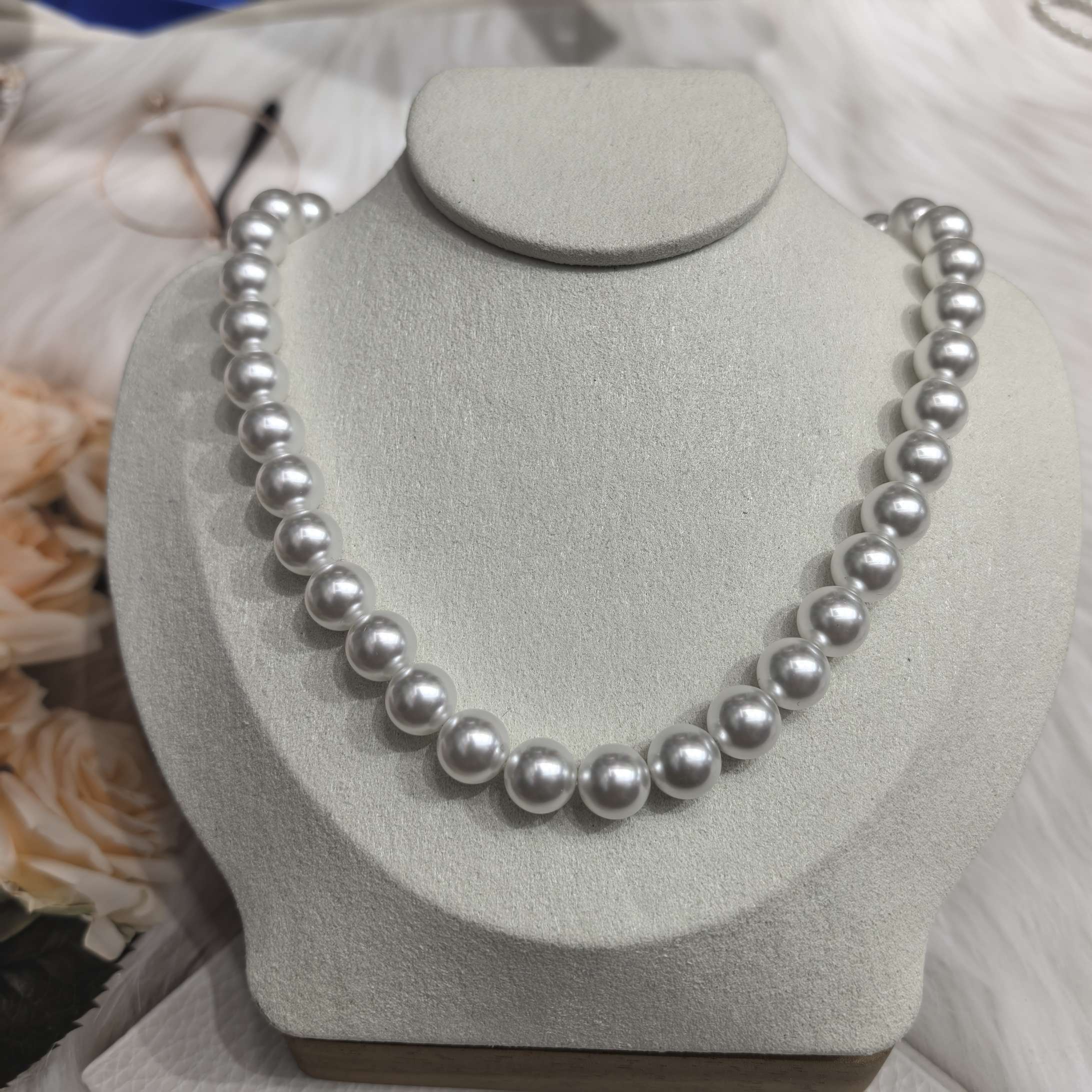 Shi Family Pearl Necklace 925 silver clasp accessory, simple and elegant pearl necklace, a versatile gift for ladies' temperament detail image 7