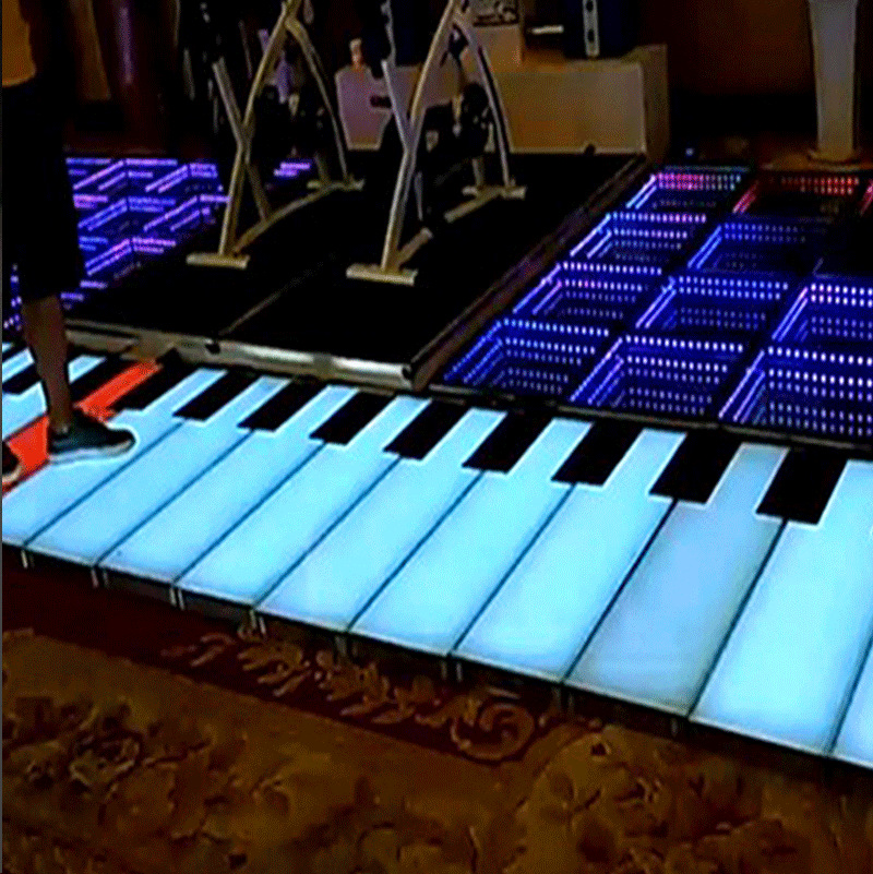 Factory direct sales of new LED piano interactive sensor sound-emitting floor light, stainless steel floor piano luminous music foot light details Picture