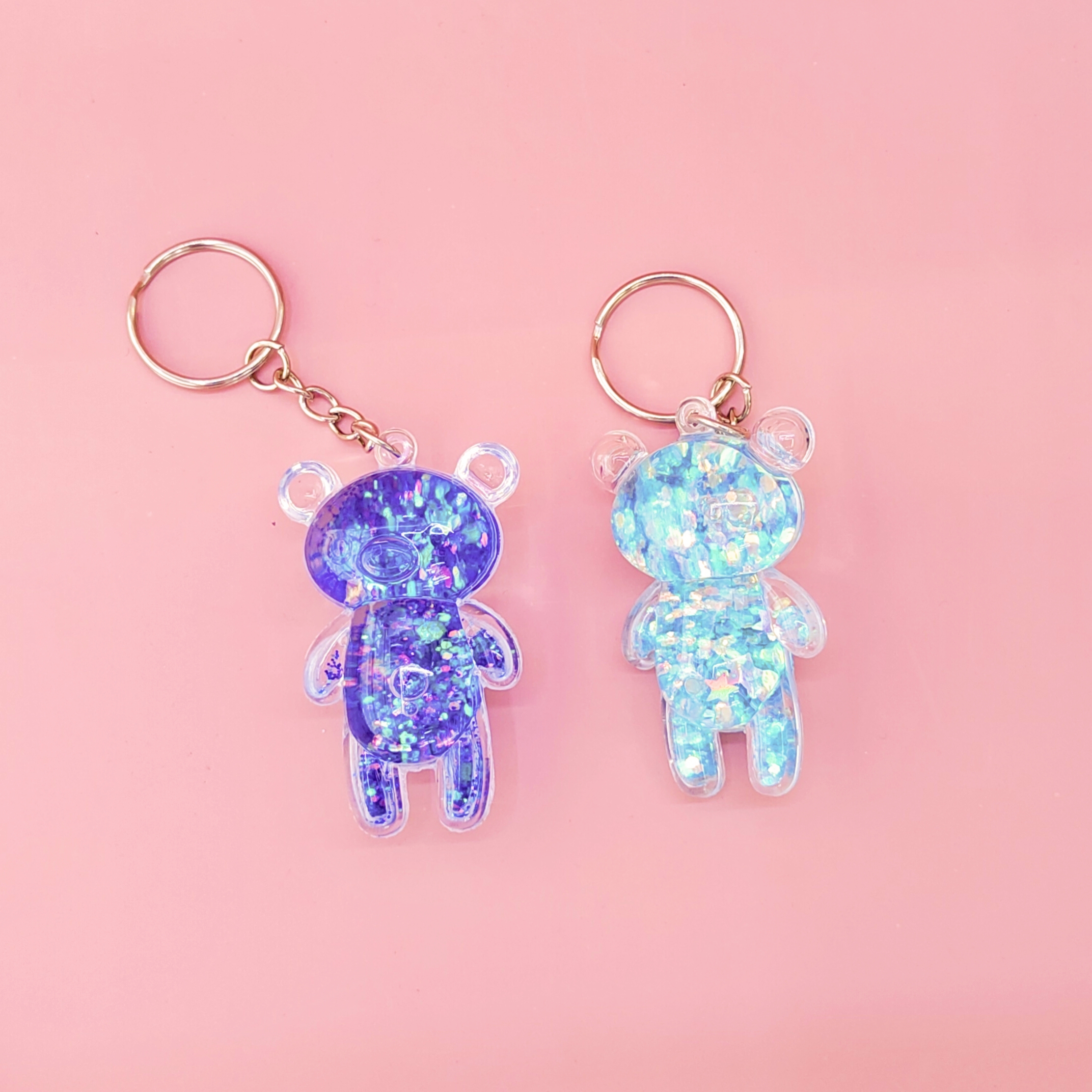 Little bear keychain, golden and silver little bear cute keychain, oil hanging piece, schoolbag key hanging decoration, Zhehui craftsmanship Item Picture