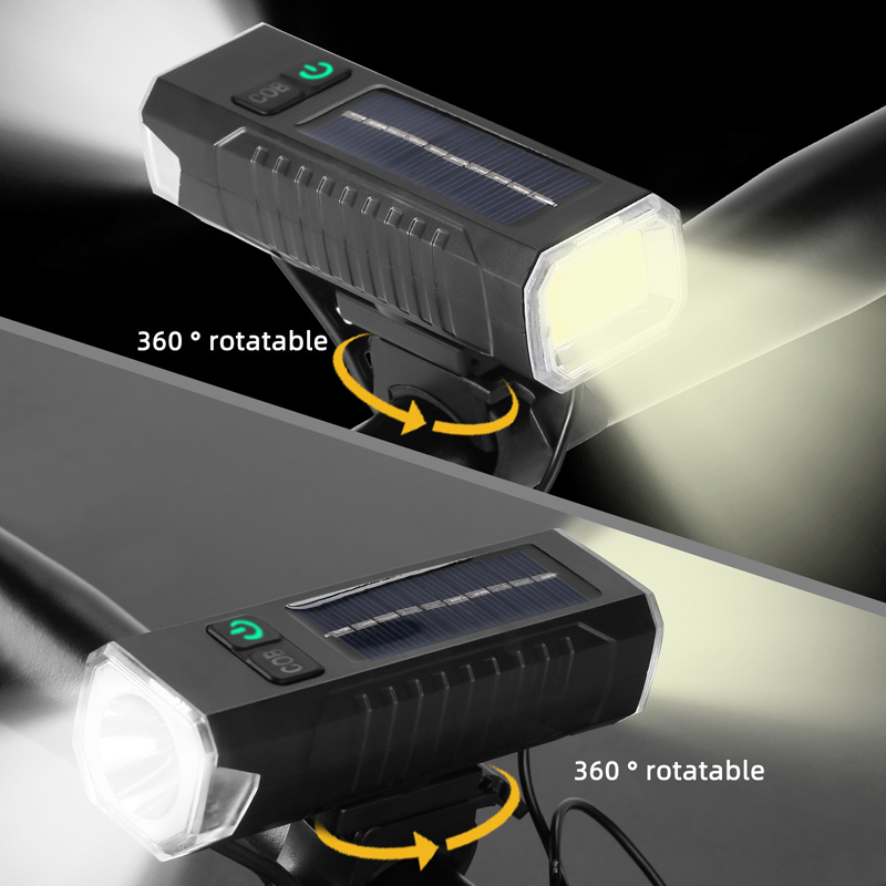 Fy-q5 USB charging bicycle headlight Solar horn headlight Bicycle headlight Cycling Flashlight Bike light bell Item Picture