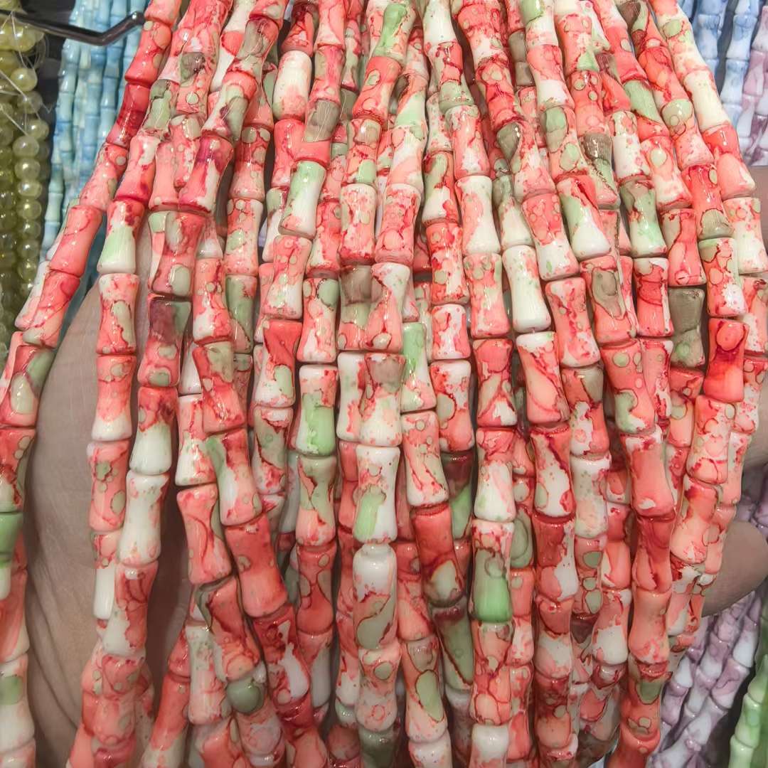 6*12MM white jade bamboo joint glass beads, ancient-style spacer beads, DIY handcrafted bracelets, glass loose beads, string beads, jewelry accessories, string beads, loose beads, glass beads Specification image