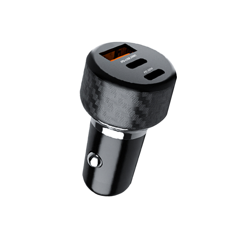 新款60W一拖三车充伸缩线车载充电器QC3.0快充多功能三合一车充