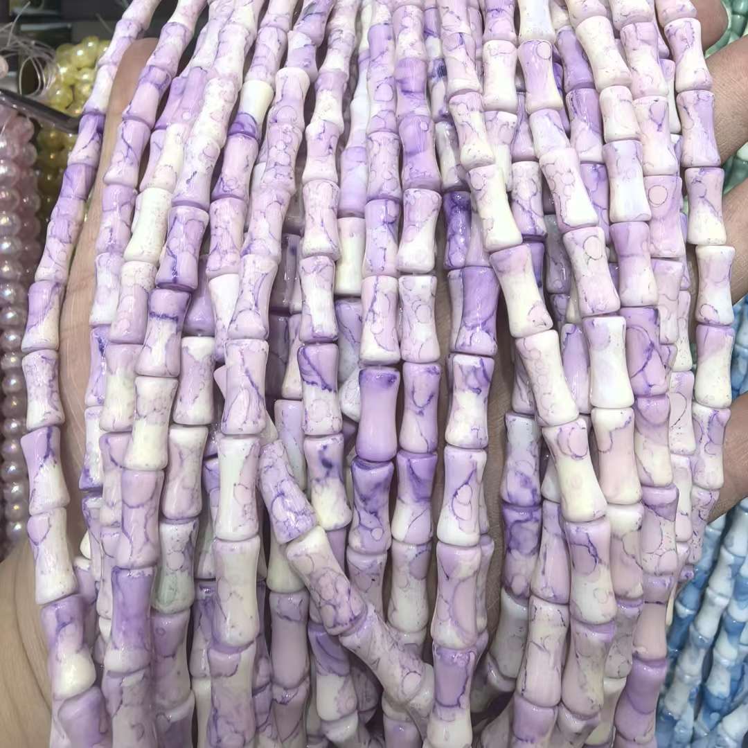 6*12MM白玉竹节琉璃珠古风隔珠手工DIY手串玻璃散珠串珠饰品配件串珠散珠琉璃珠子