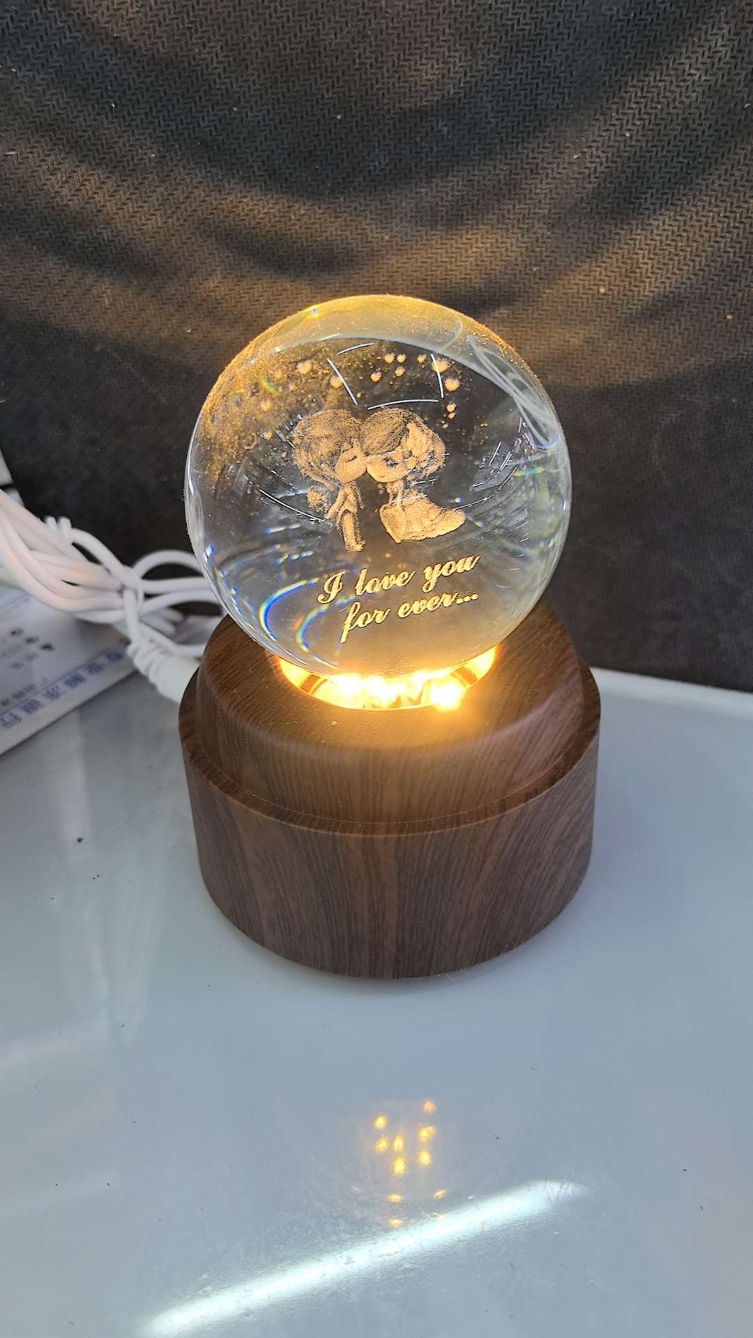 水晶工艺品摆件 水晶球LED灯礼品 创意家居装饰摆件详情图3