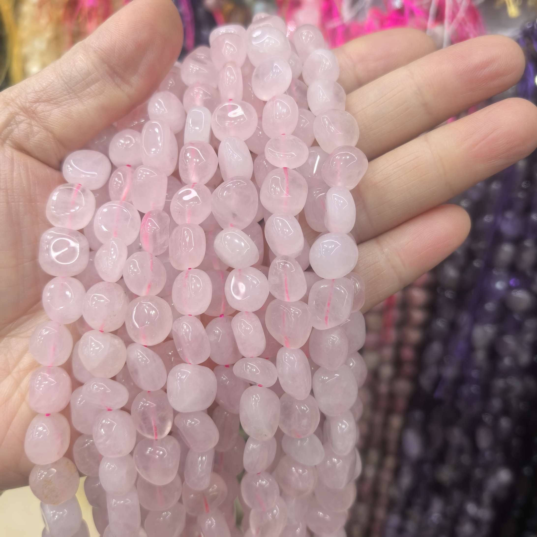 8x12mm天然石随形粉晶紫水晶虎石不规则形状diY手链项链饰品配件串珠图