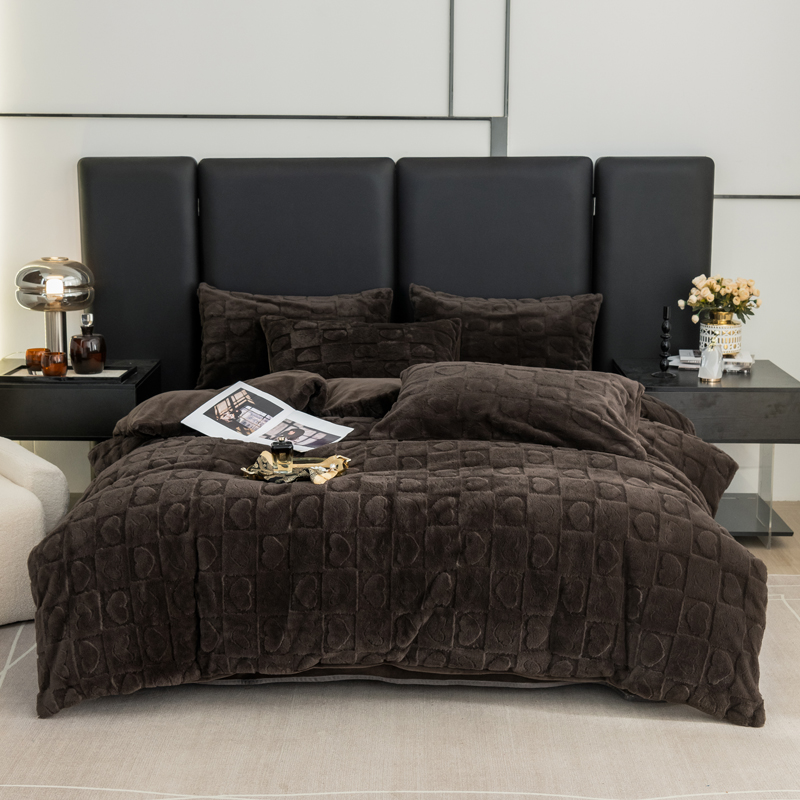 Class a rabbit hair cut flower four-piece set, quilt cover, blanket, sofa, fabric source factory custom fabric, welcome to take samples pic 9