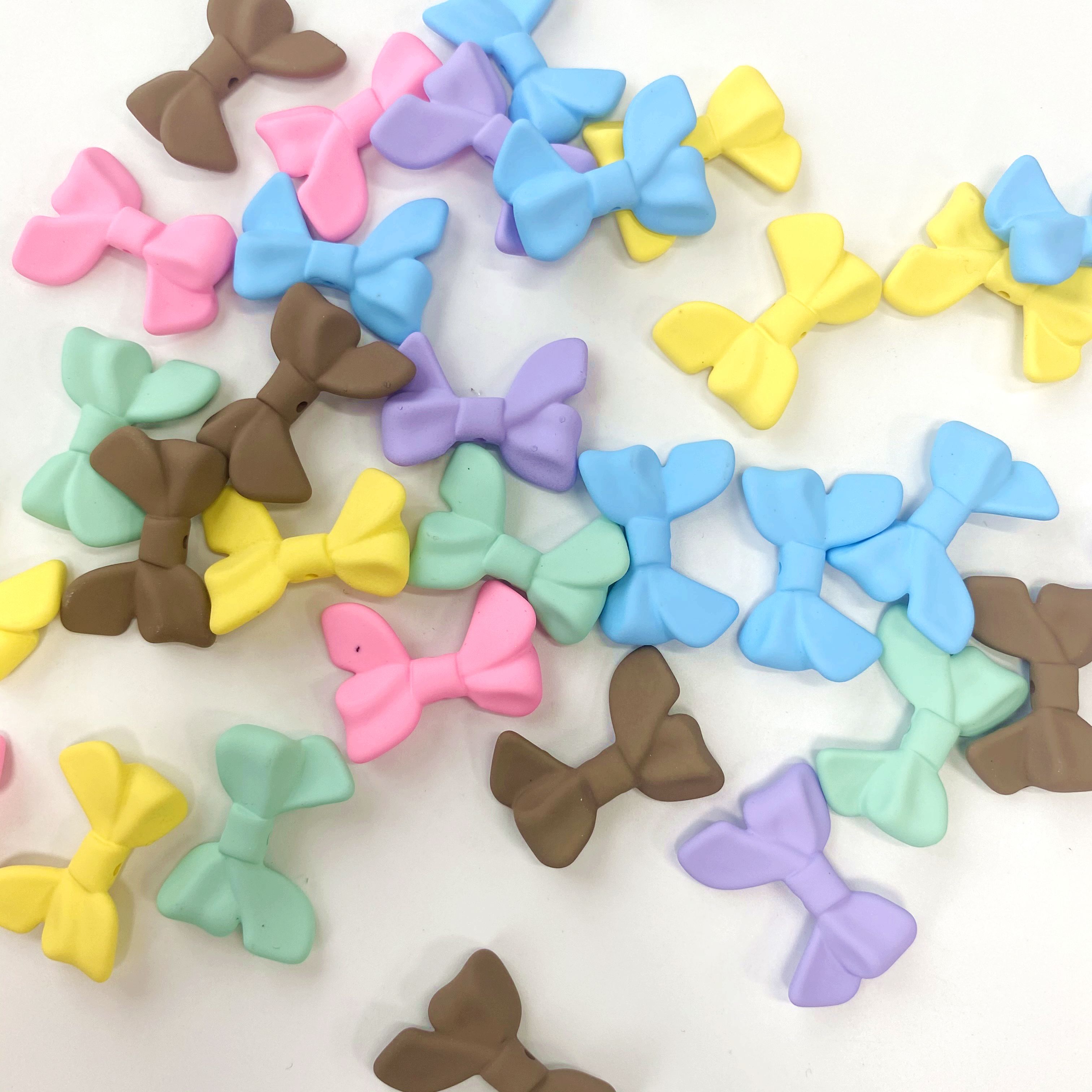 Acrylic rubber hand feel ribbon bow creative diy/ Bracelet pendant, keychain, mobile phone pendant, accessory and jewelry making materials Specification image