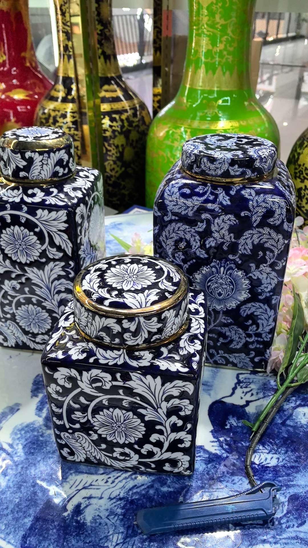 QingHuaCi BaiJian السيراميك الحرف اليدوية العالية 35 ㎝ detail image 16