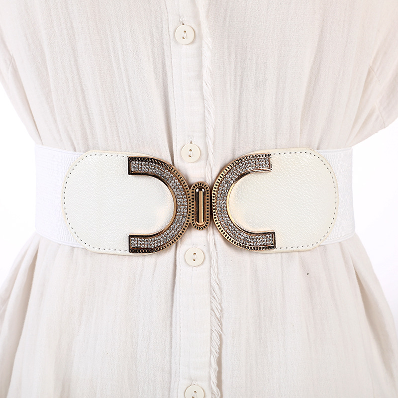 Elastic belt, women's dress, elastic waist, rhinestone inlaid dress, coat, slimming waist, large belt Application Scenario