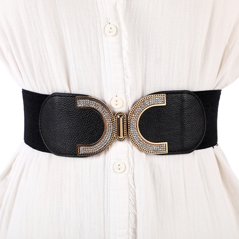 Elastic belt, women's dress, elastic waist, rhinestone inlaid dress, coat, slimming waist, large belt Specification drawing