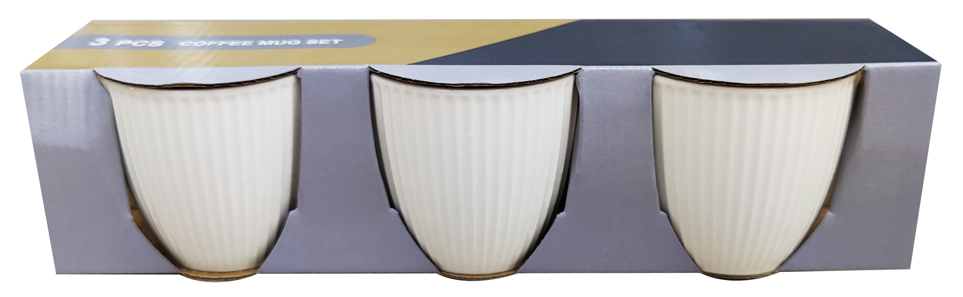 3-piece white coffee cup set, simple ceramic mug 01 pattern