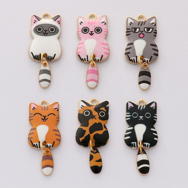 可爱可摆动猫咪滴油合金首饰DIY吊坠耳环项链配件挂机DIY手机链挂可爱可摆动猫咪滴油合金首饰DIY吊坠耳环项链配件挂机D