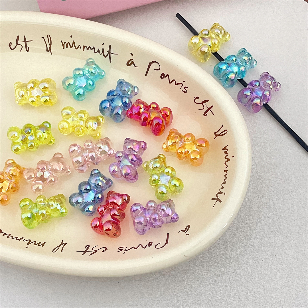 Chen Ming Horizontal Hole UV-coated color Bear transparent loose beads, acrylic bracelet, necklace and jewelry, handcrafted loose beads accessories pic 5