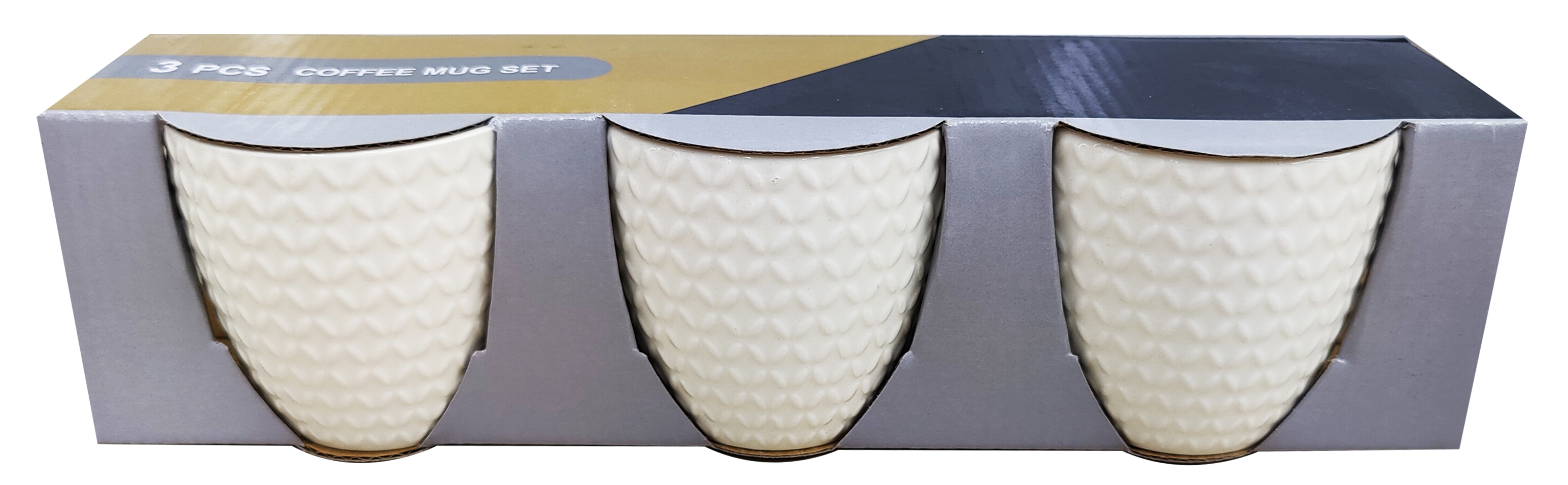 3-piece white coffee cup set, simple ceramic mug 05 pattern