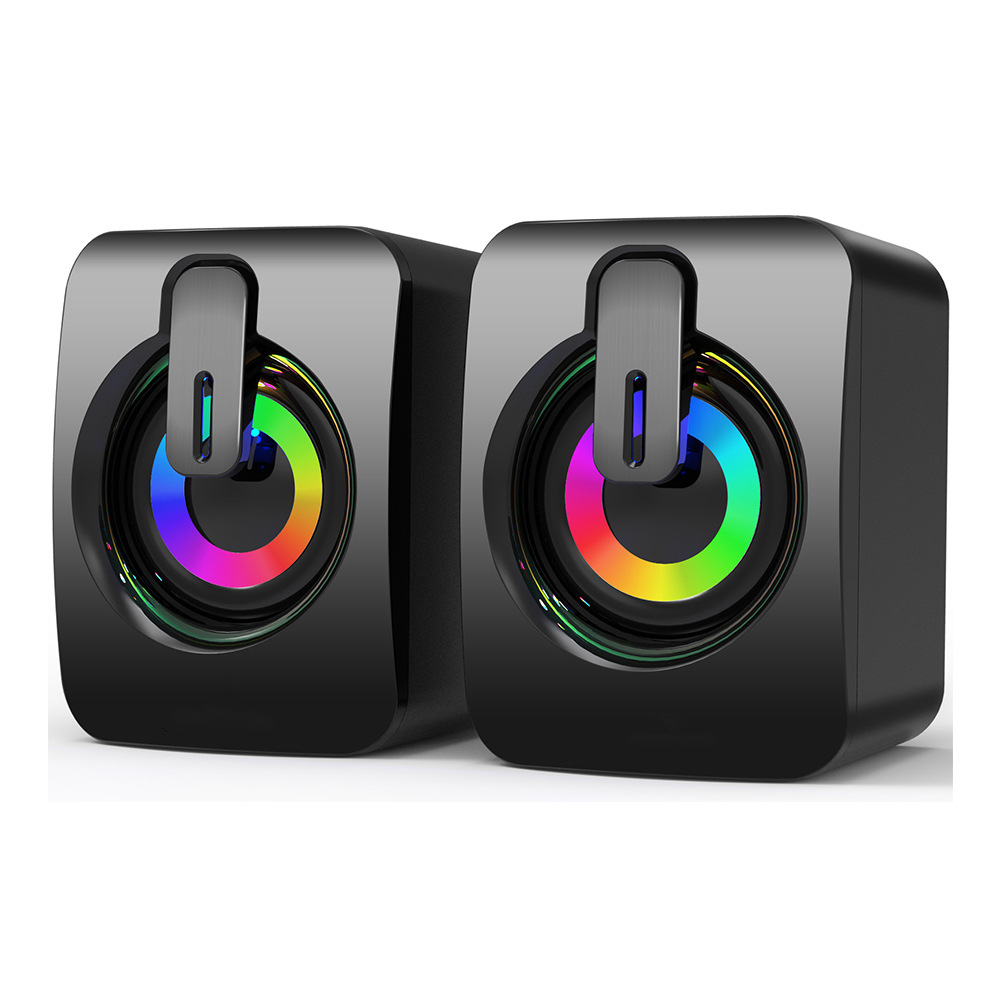 Desktop small speaker, 3.5MM audio jack, 2.0 line-controlled RGB color light, mini computer speaker, light 1101