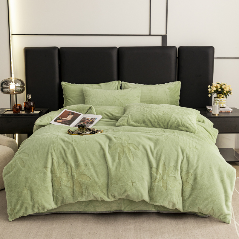 Class a rabbit hair cut flower four-piece set, quilt cover, blanket, sofa, fabric source factory custom fabric, welcome to take samples pic 2