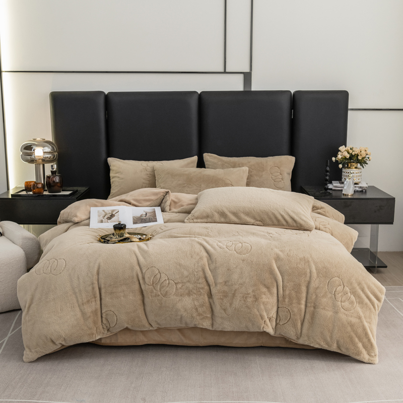 Class a rabbit hair cut flower four-piece set, quilt cover, blanket, sofa, fabric source factory custom fabric, welcome to take samples pic 8
