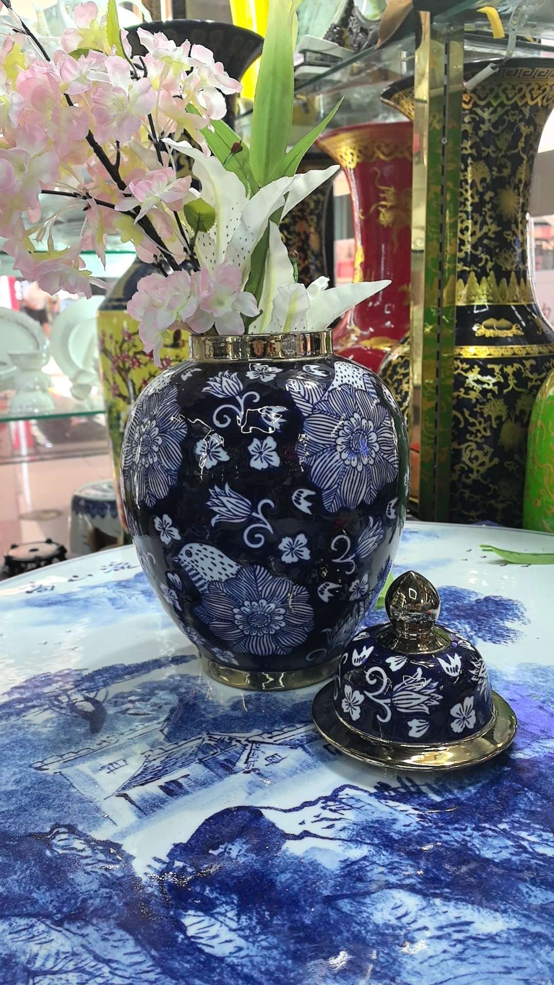 QingHuaCi BaiJian السيراميك الحرف اليدوية العالية 35 ㎝ detail image 4