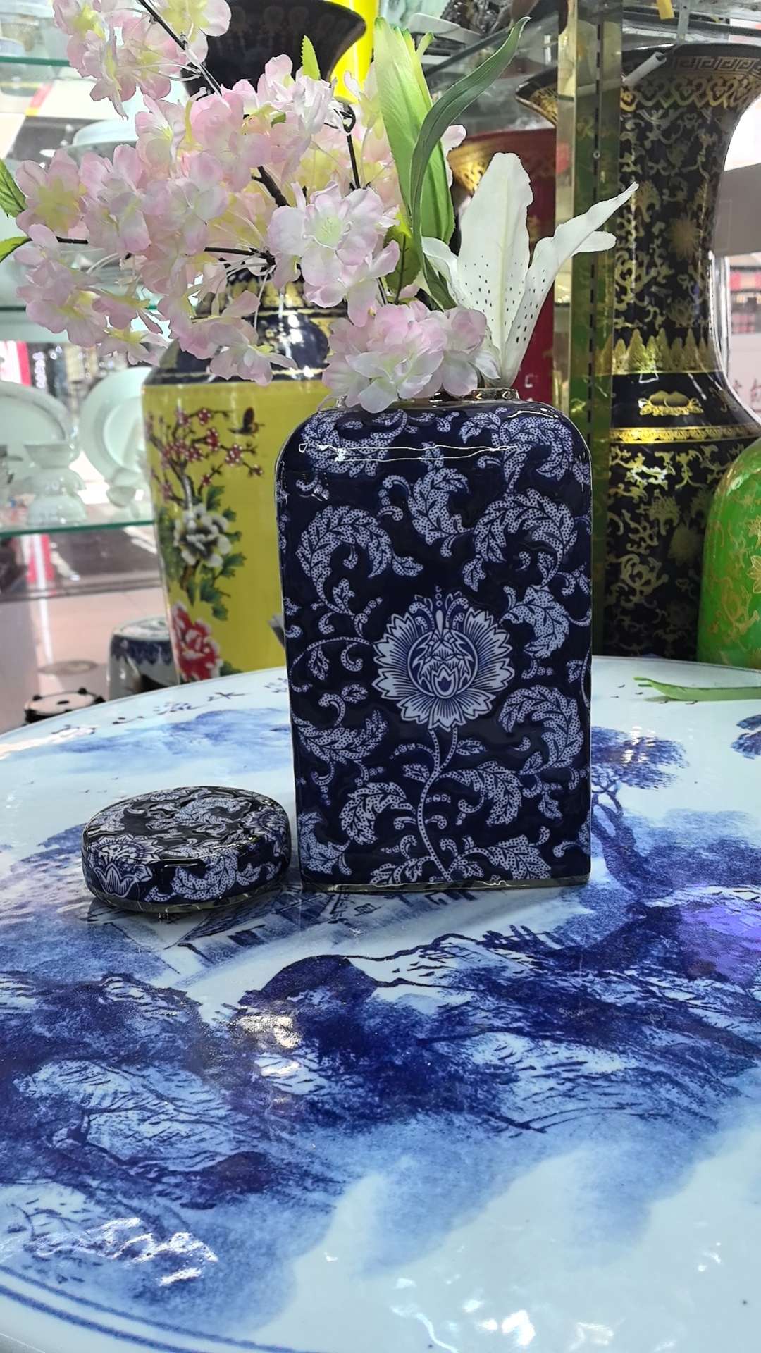 QingHuaCi BaiJian السيراميك الحرف اليدوية العالية 35 ㎝ detail image 2