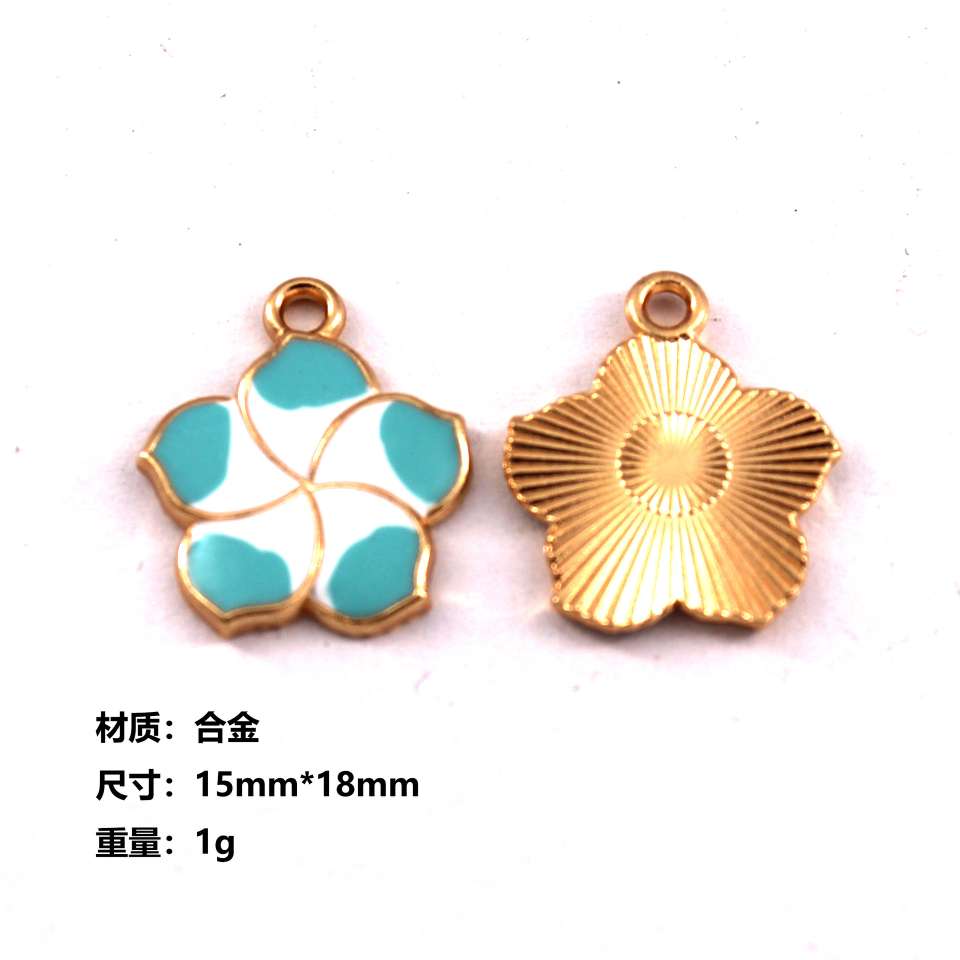 Chinese-style gradient small flower flower Korean version dⅰy alloy oil-dripping earrings, earrings, necklaces, pendants, red string accessories Item Picture
