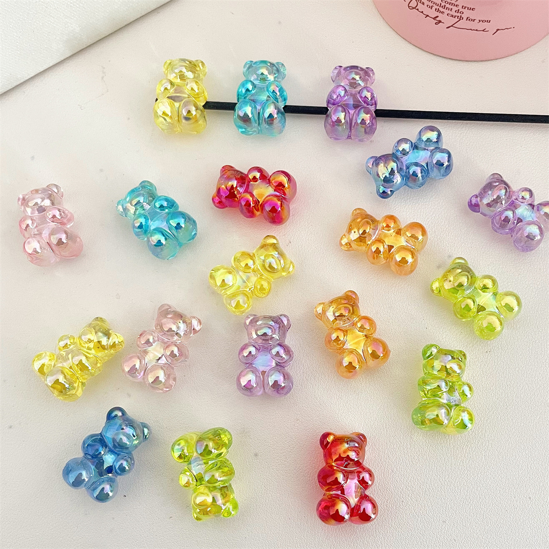 Chen Ming Horizontal Hole UV-coated color Bear transparent loose beads, acrylic bracelet, necklace and jewelry, handcrafted loose beads accessories pic 4