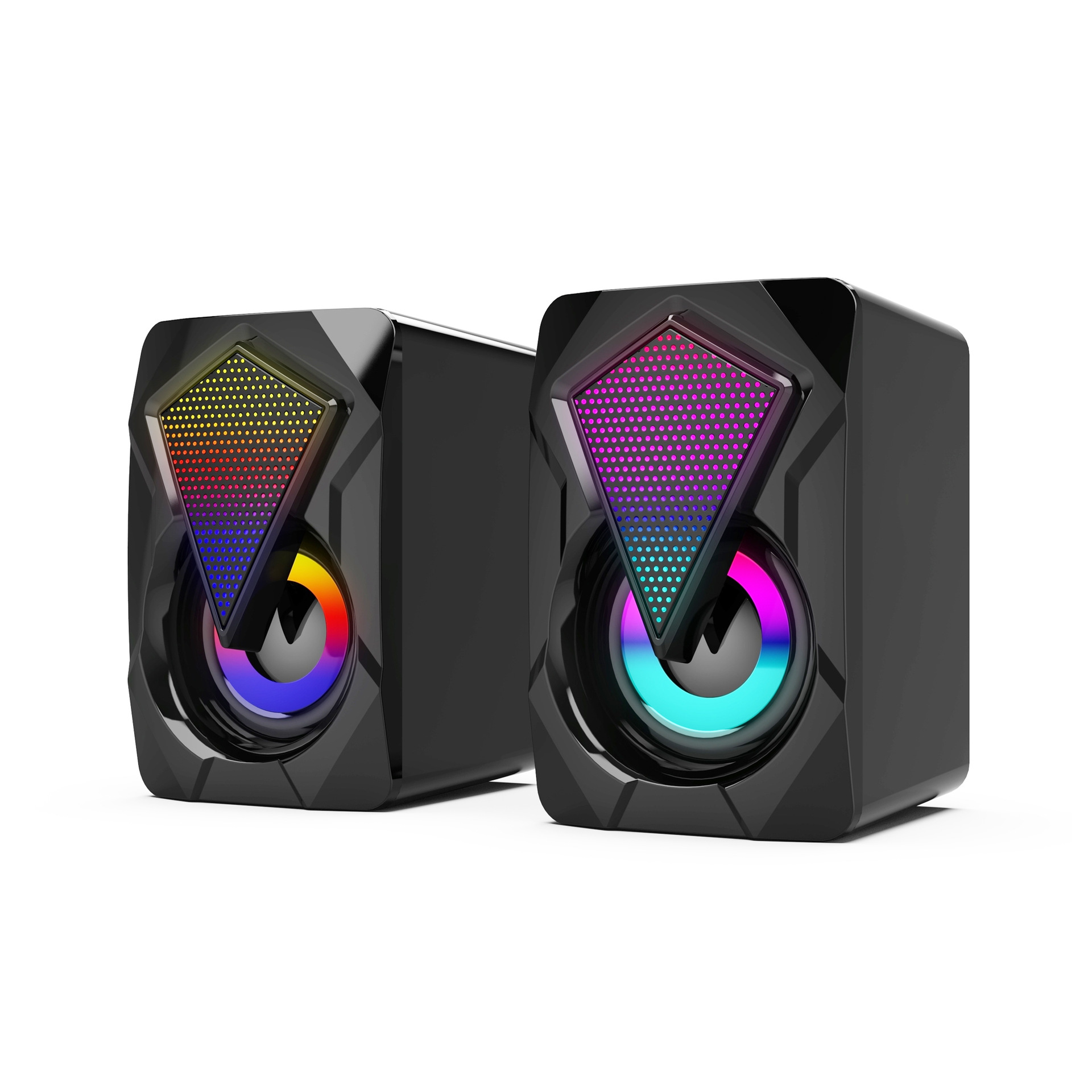 Desktop small speaker, 3.5MM audio jack, 2.0 line-controlled RGB color light, mini computer speaker, light 1103