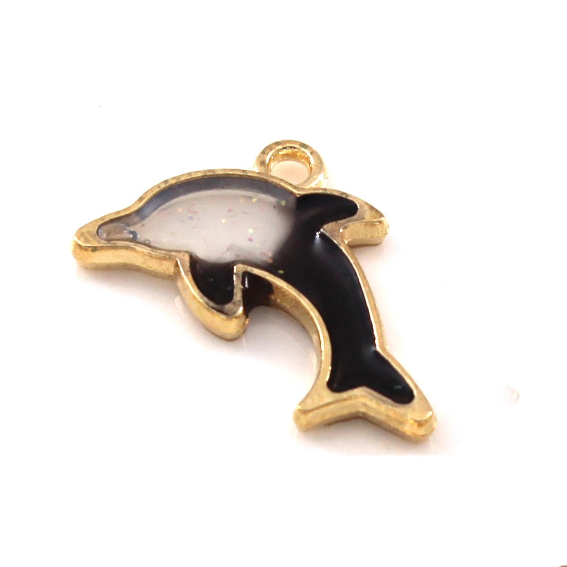 Super cute two-color spliced little dolphin alloy oil-dripping dⅰy earrings, necklaces, keychains, pendants and accessories Item Picture