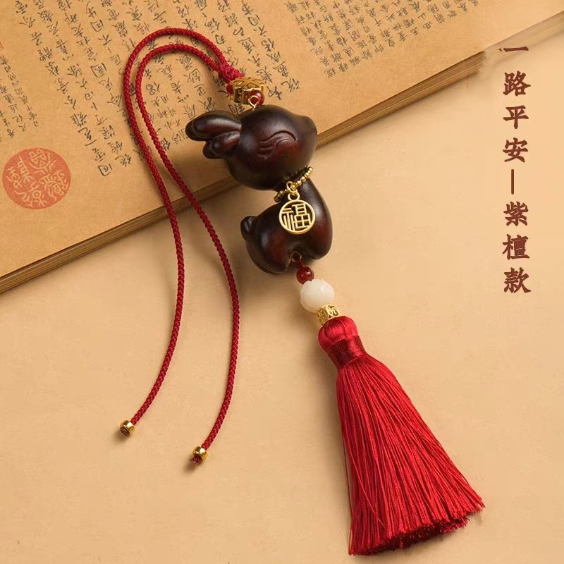 Wholesale of Sandalwood Deer car rearview mirror accessories and ornaments details Picture