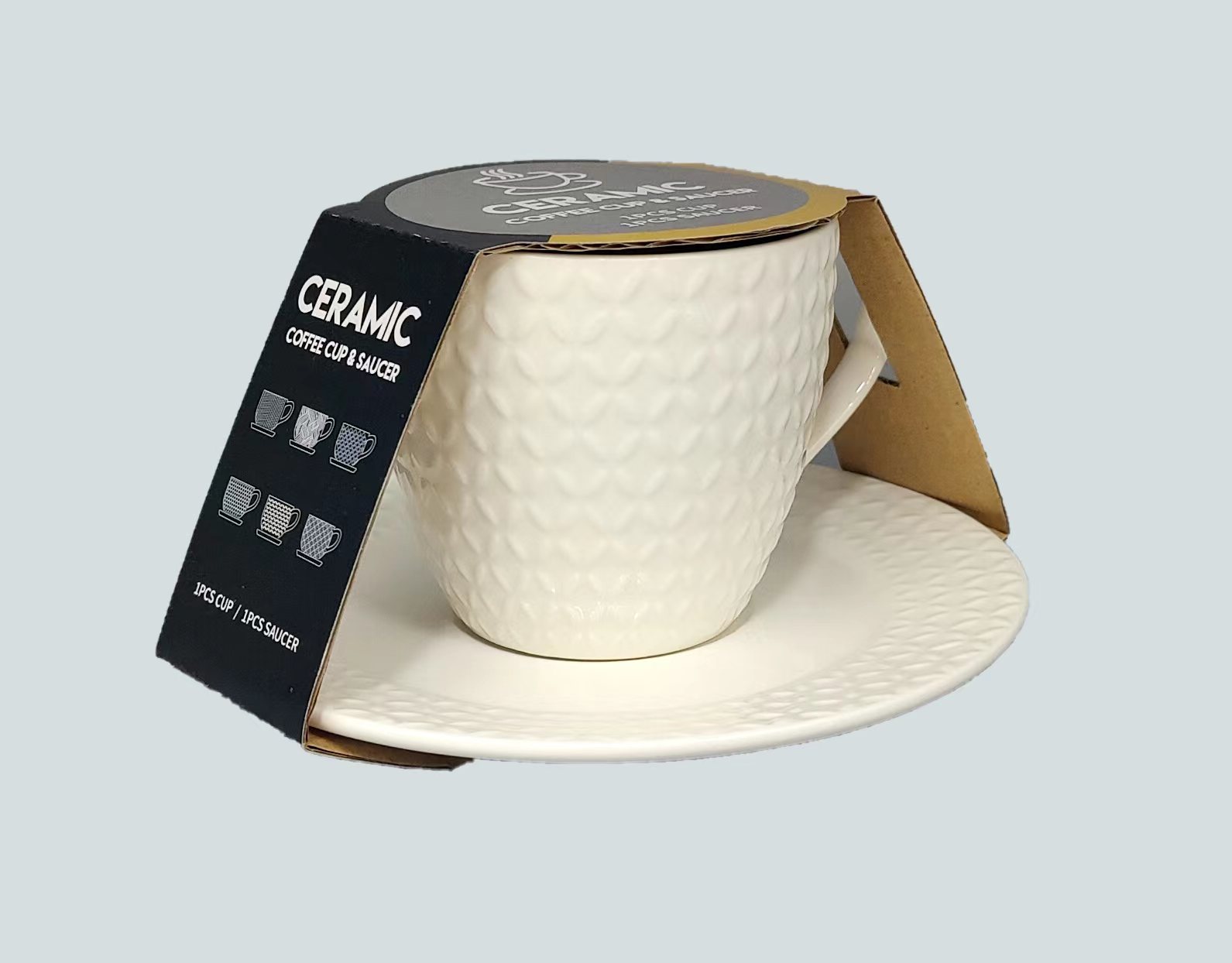 European-style ceramic coffee cups and saucers with packaging, 1 cup and 1 plate, home and office coffee equipment, 05 pattern