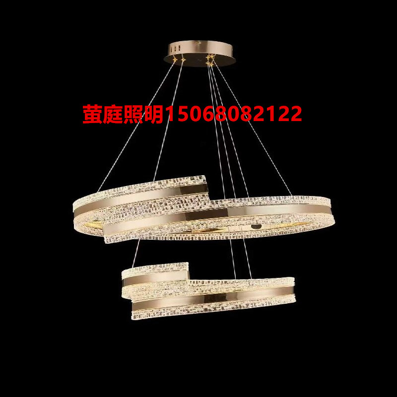 In 2025, the restaurant lighting fixtures will feature a modern, simple and high-end feel. The dining table in the dining room will be grand and elegant, with a light luxury circle of crystal chandeliers details Picture