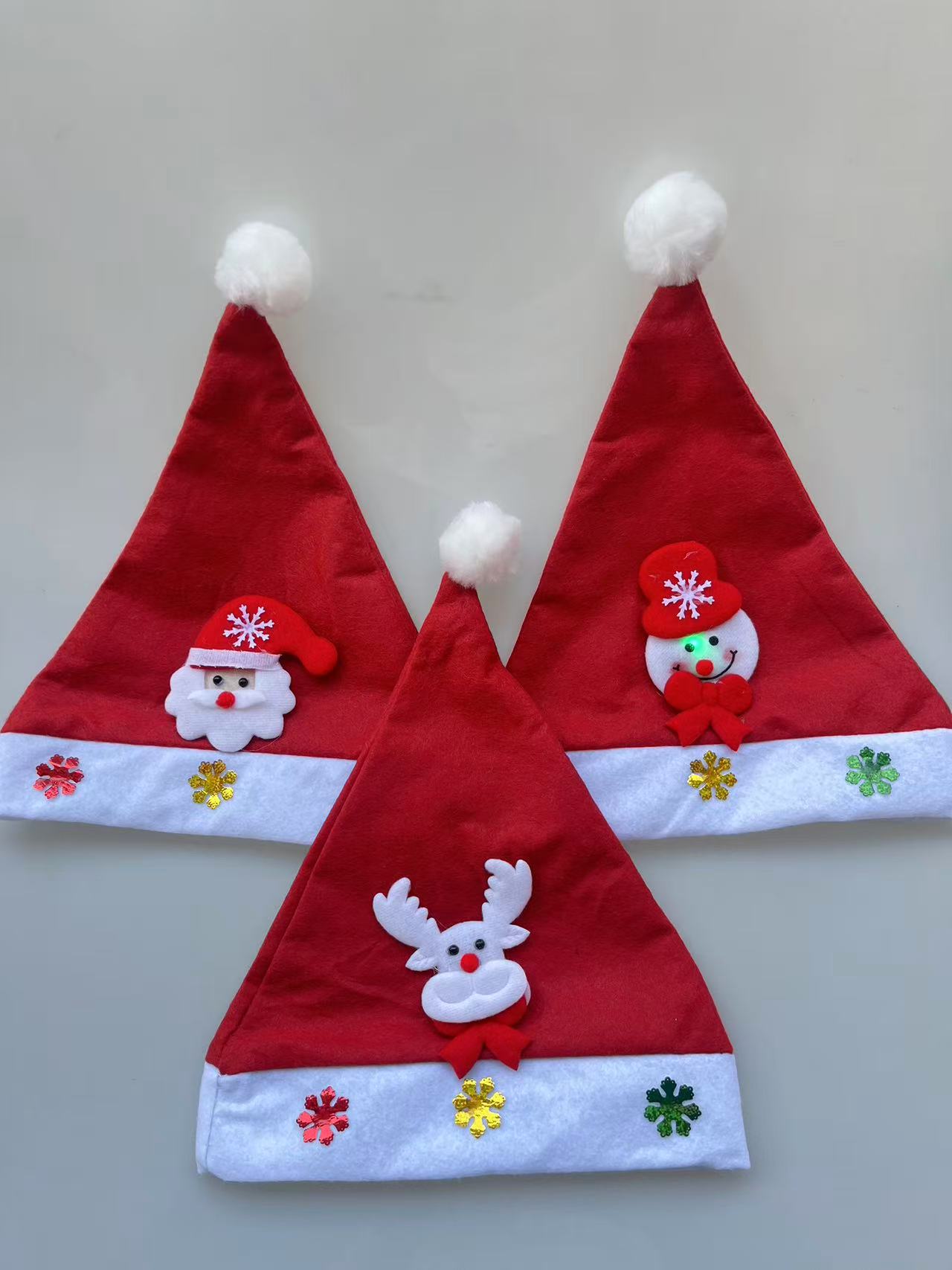 Christmas decoration hats: Adult red Christmas hats, Santa Claus/children's Christmas cartoon hats