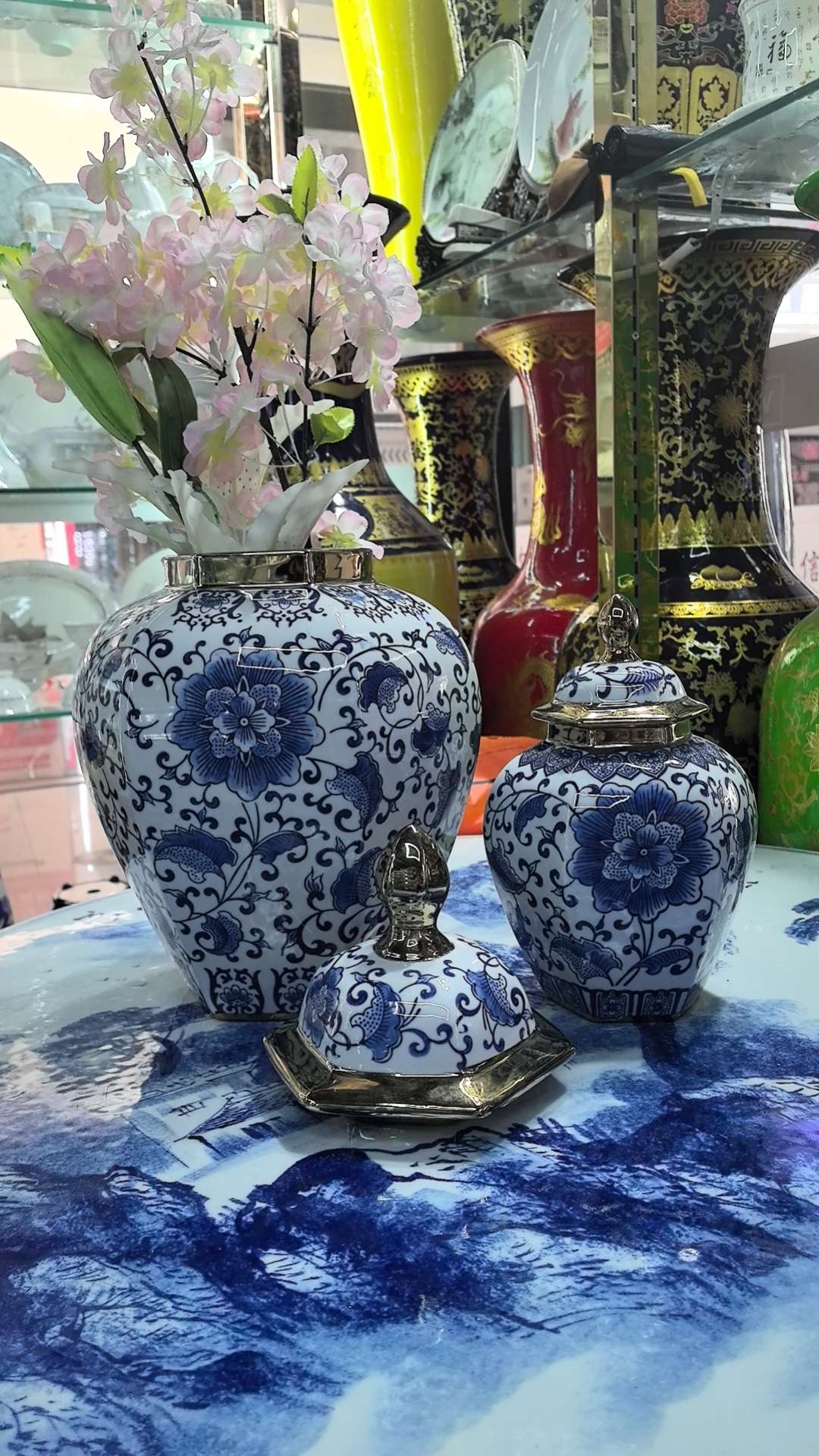QingHuaCi BaiJian السيراميك الحرف اليدوية العالية 35 ㎝ detail image 11
