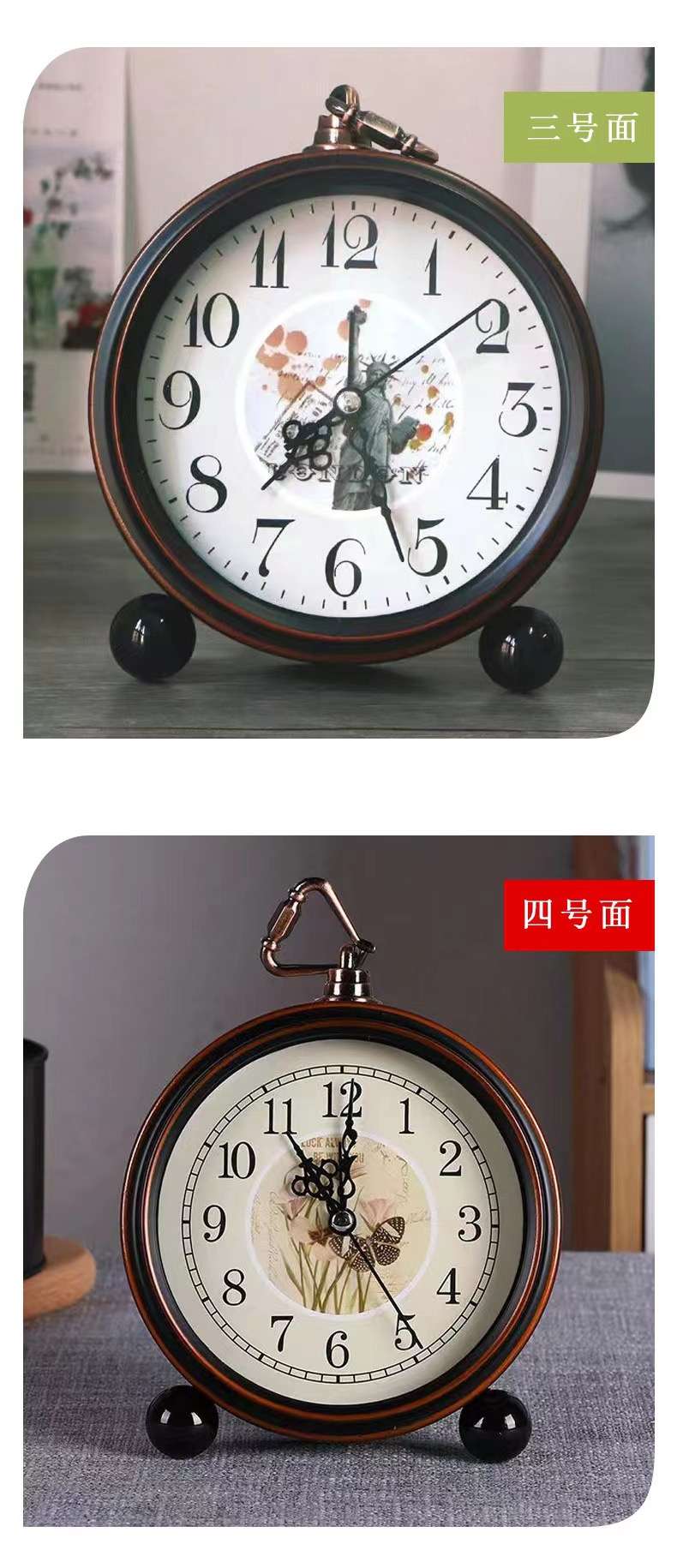 Retro wall clock, bedroom guest jin, decorative alarm clock, fashionable ornaments, various occasions ornaments, multiple patterns, various board surfaces, best-selling items on Amazon detail image 5