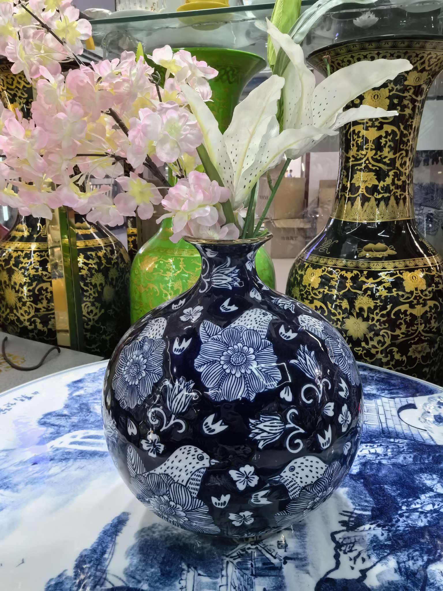 QingHuaCi BaiJian السيراميك الحرف اليدوية العالية 35 ㎝ detail image 18