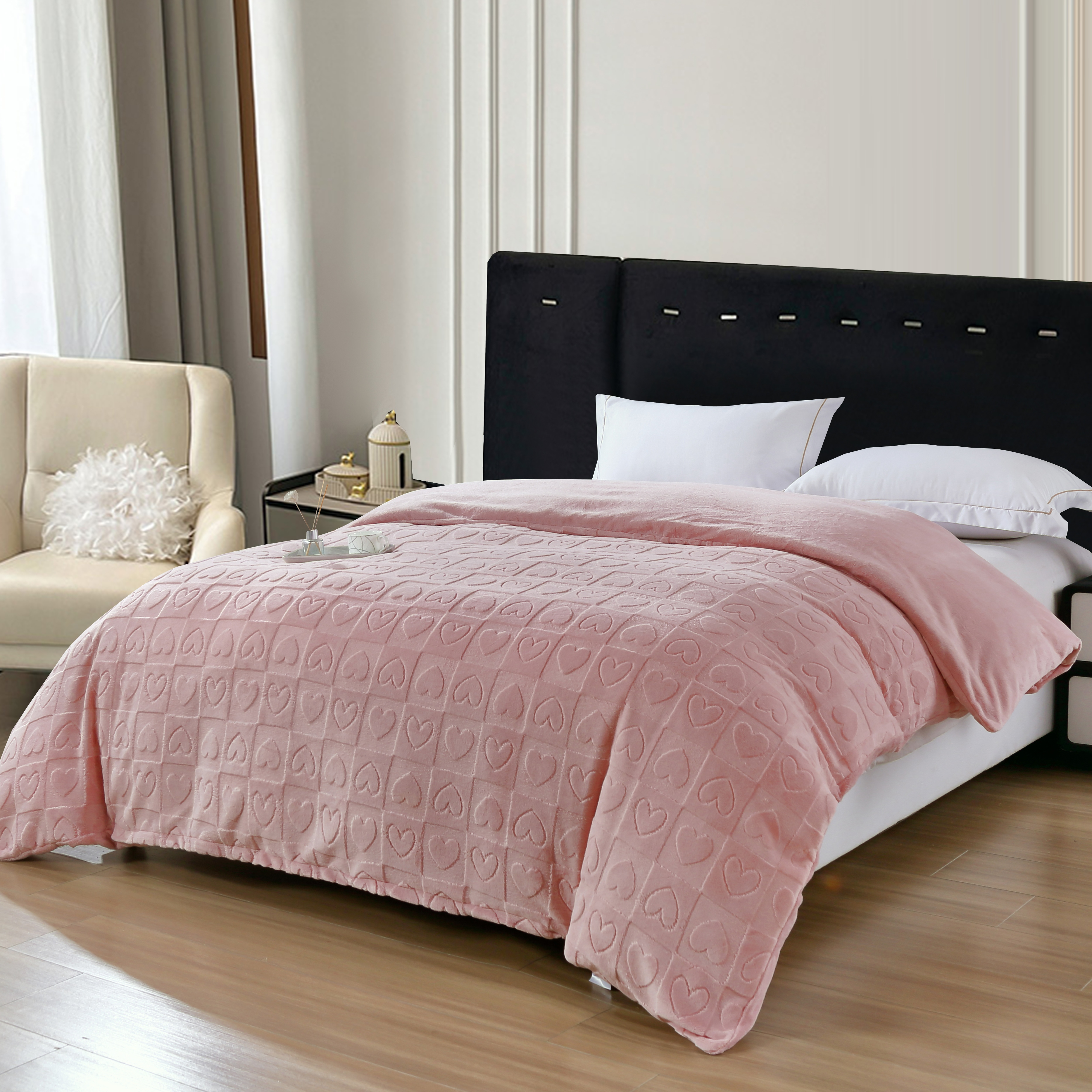 Class a rabbit hair cut flower four-piece set, quilt cover, blanket, sofa, fabric source factory custom fabric, welcome to take samples pic 3